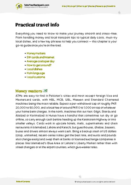 example page 7 from our offline Travel Guide for Pakistan