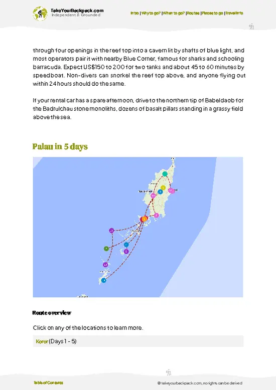 example page 4 from our offline Travel Guide for Palau