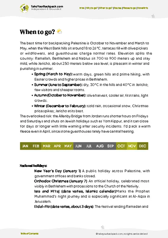 example page 3 from our offline Travel Guide for Palestine
