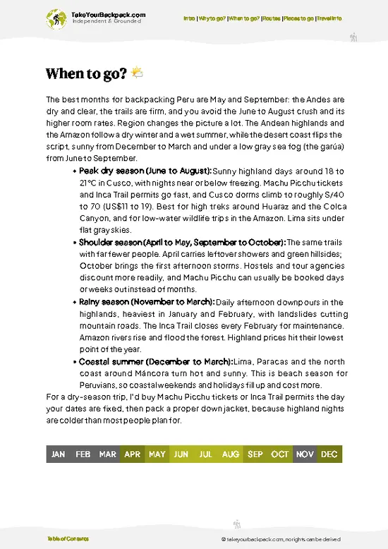 example page 3 from our offline Travel Guide for Peru