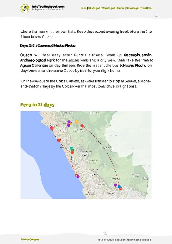 example page 4 from our offline Travel Guide for Peru