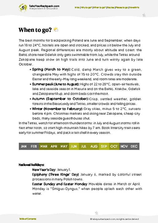 example page 3 from our offline Travel Guide for Poland
