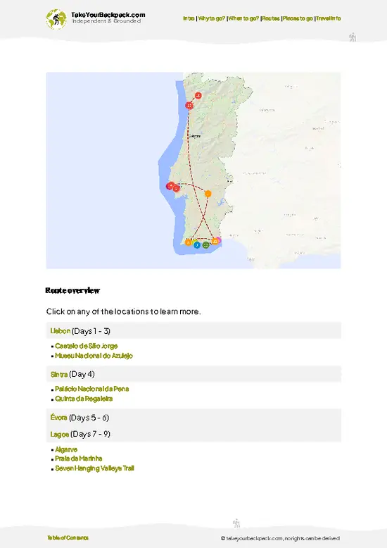 example page 4 from our offline Travel Guide for Portugal