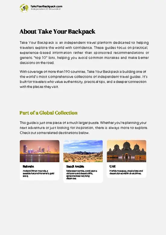 example page 1 from our offline Travel Guide for Qatar