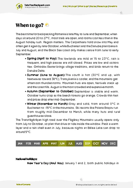 example page 3 from our offline Travel Guide for Romania