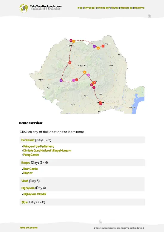 example page 4 from our offline Travel Guide for Romania
