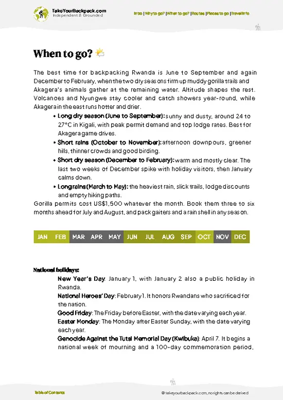 example page 3 from our offline Travel Guide for Rwanda