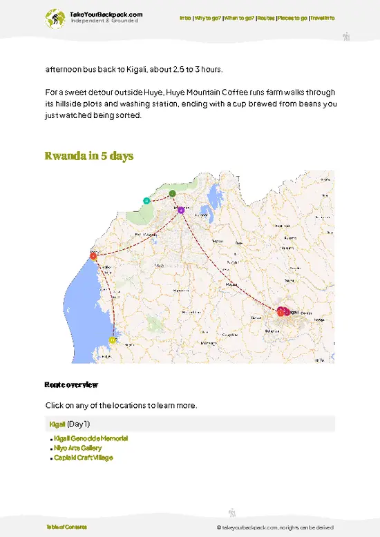 example page 4 from our offline Travel Guide for Rwanda