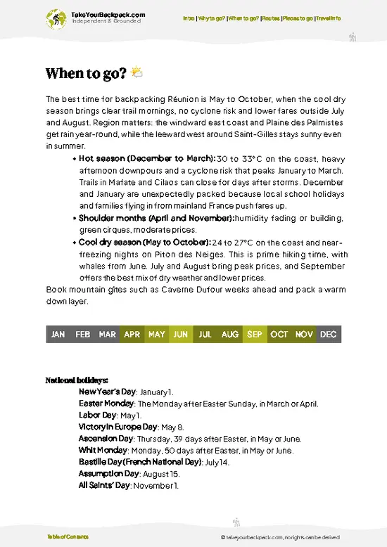 example page 3 from our offline Travel Guide for Réunion