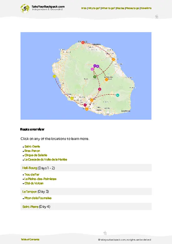 example page 4 from our offline Travel Guide for Réunion