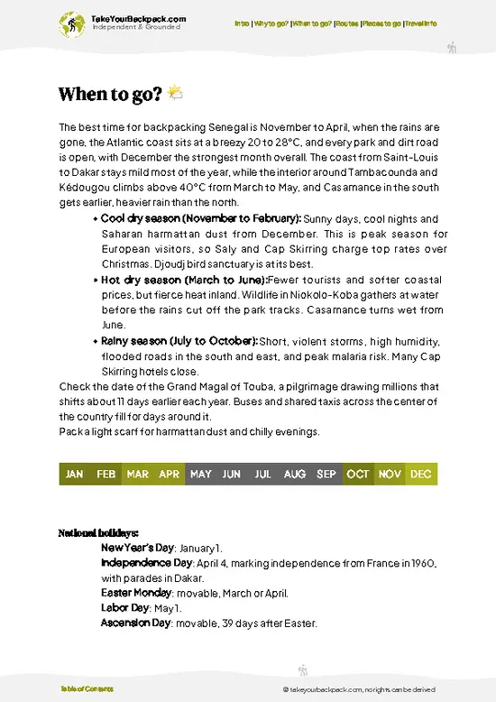 example page 3 from our offline Travel Guide for Senegal