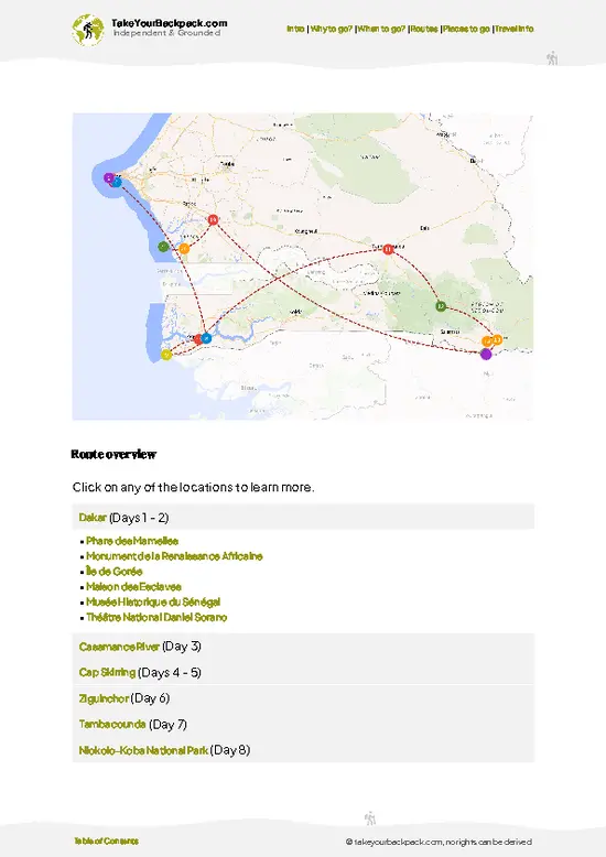 example page 4 from our offline Travel Guide for Senegal