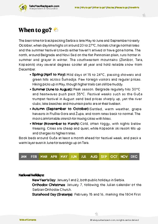 example page 3 from our offline Travel Guide for Serbia