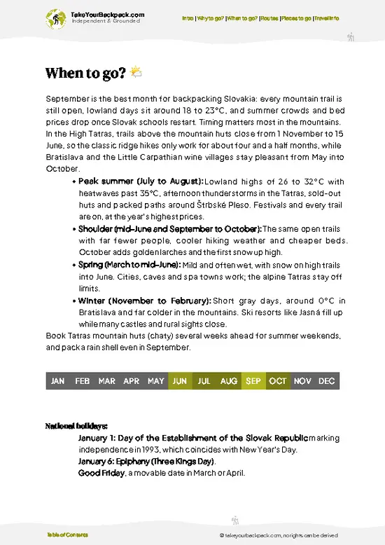 example page 3 from our offline Travel Guide for Slovakia