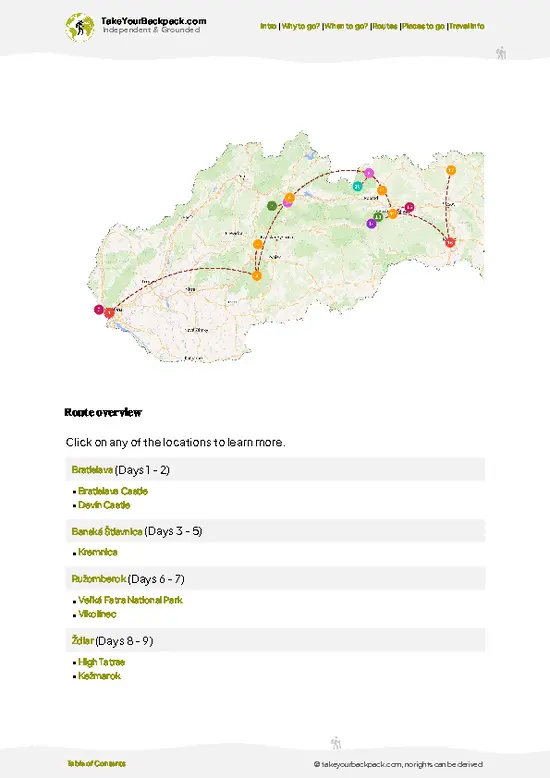 example page 4 from our offline Travel Guide for Slovakia