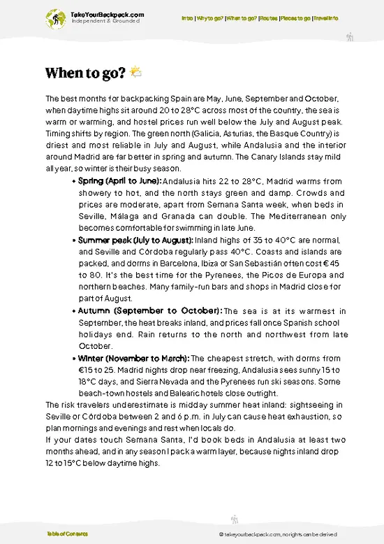 example page 3 from our offline Travel Guide for Spain