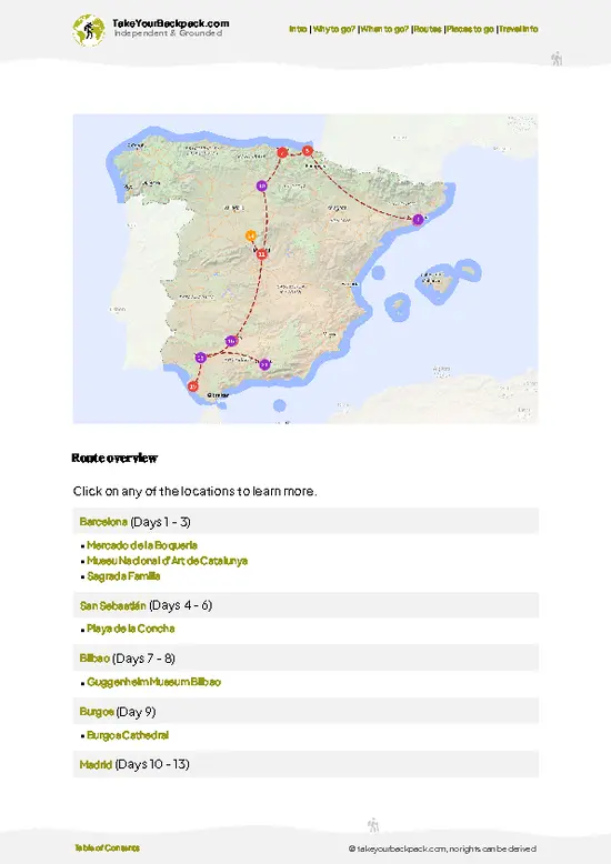 example page 4 from our offline Travel Guide for Spain