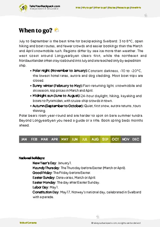 example page 3 from our offline Travel Guide for Svalbard