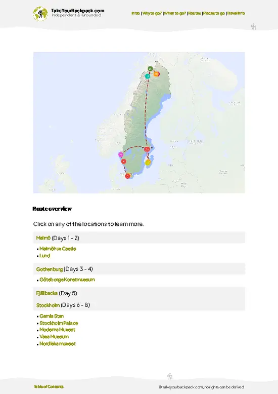 example page 4 from our offline Travel Guide for Sweden