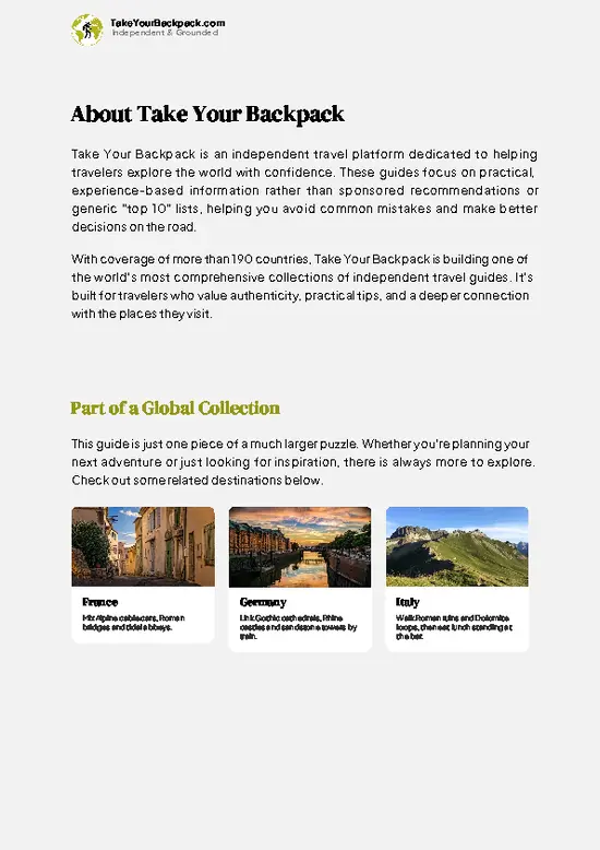 example page 1 from our offline Travel Guide for Switzerland