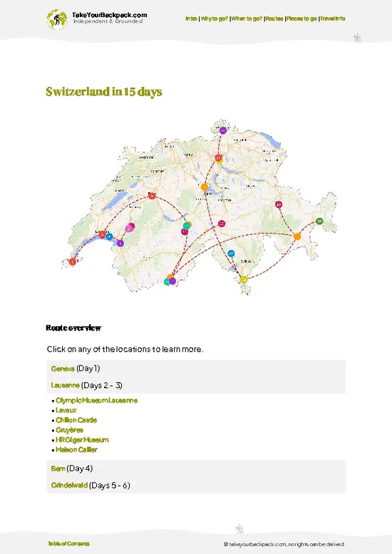 example page 4 from our offline Travel Guide for Switzerland