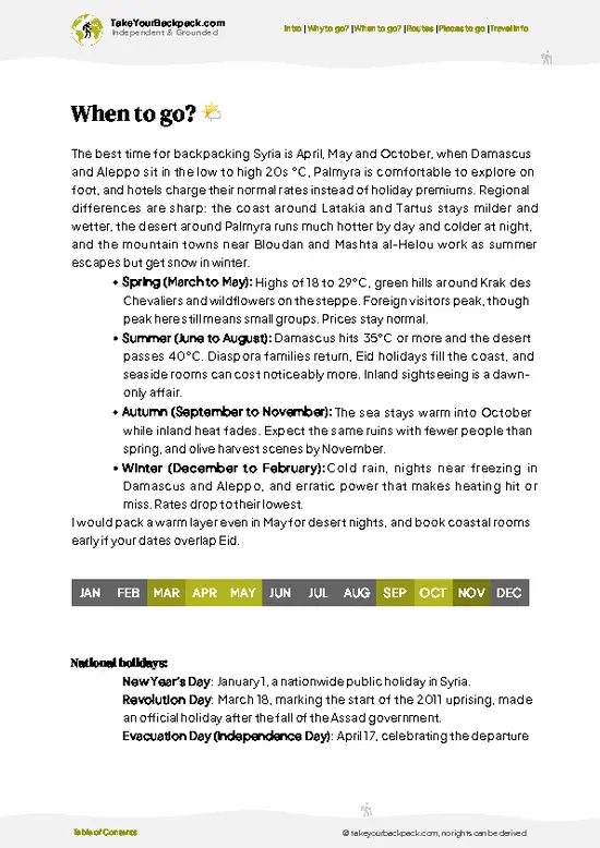 example page 3 from our offline Travel Guide for Syria