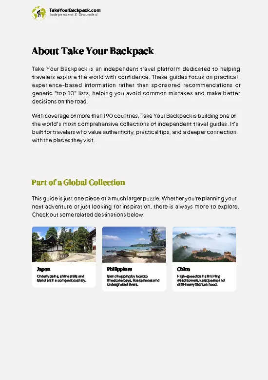 example page 1 from our offline Travel Guide for Taiwan