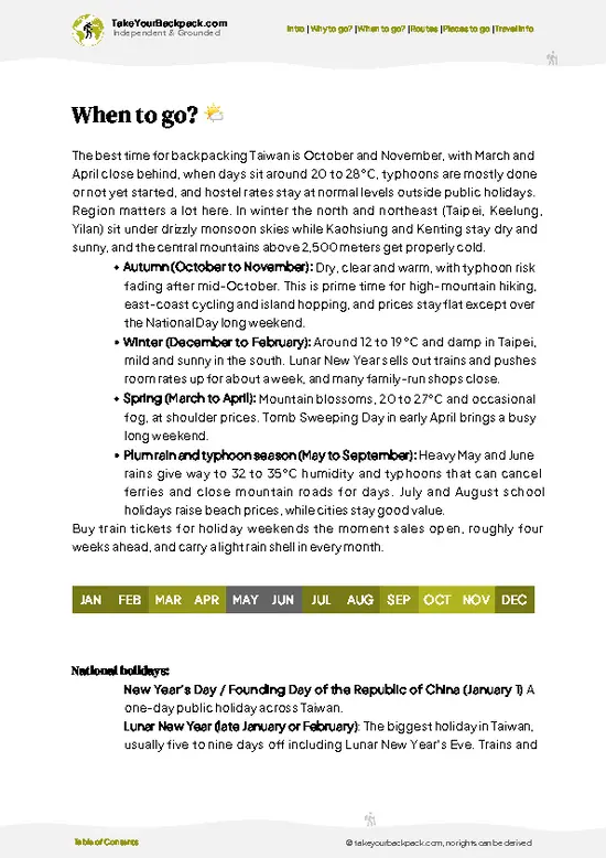 example page 3 from our offline Travel Guide for Taiwan