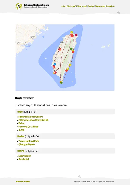 example page 4 from our offline Travel Guide for Taiwan