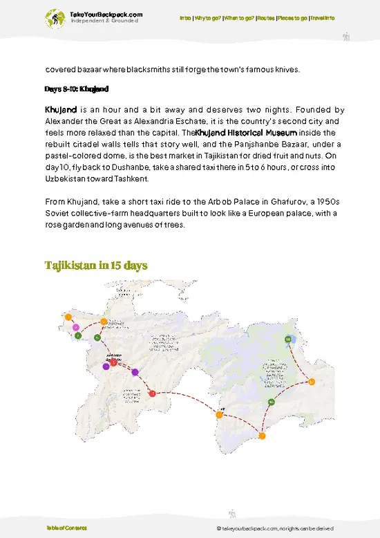 example page 4 from our offline Travel Guide for Tajikistan