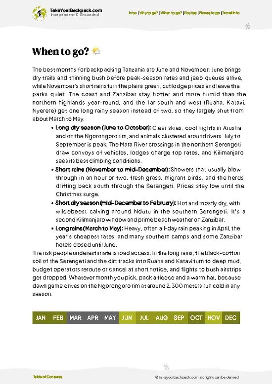 example page 3 from our offline Travel Guide for Tanzania
