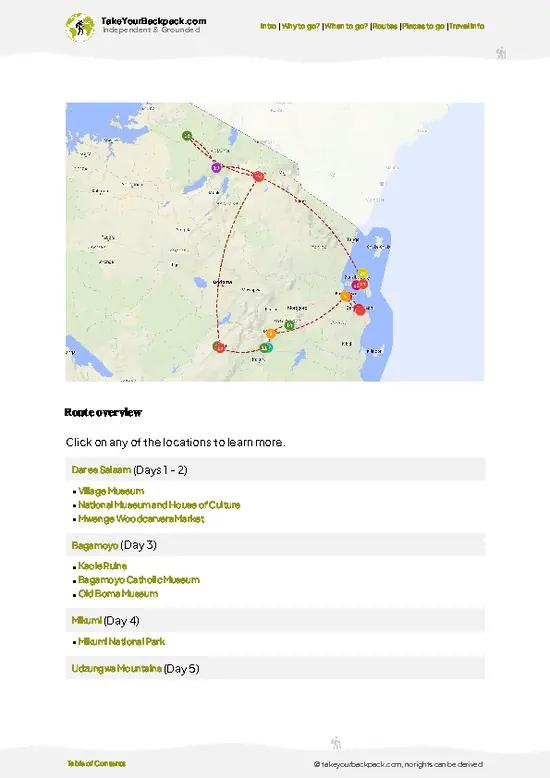 example page 4 from our offline Travel Guide for Tanzania