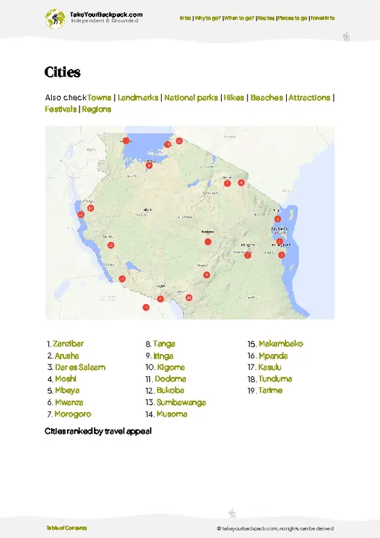 example page 6 from our offline Travel Guide for Tanzania