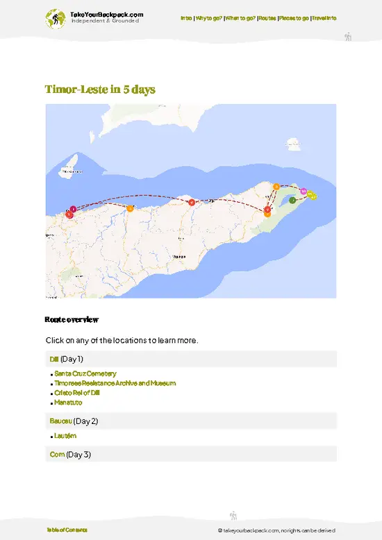 example page 4 from our offline Travel Guide for Timor-Leste