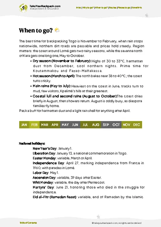 example page 3 from our offline Travel Guide for Togo