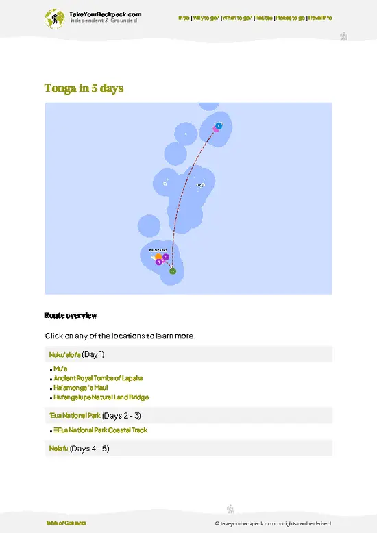 example page 4 from our offline Travel Guide for Tonga