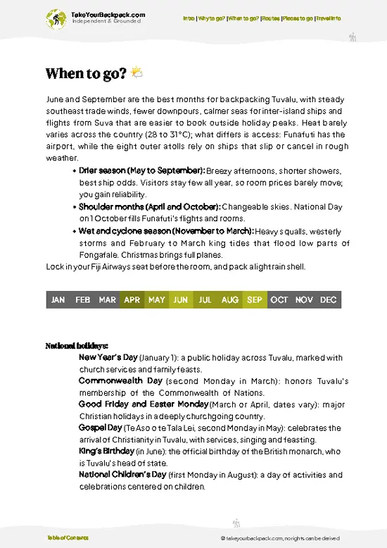 example page 3 from our offline Travel Guide for Tuvalu