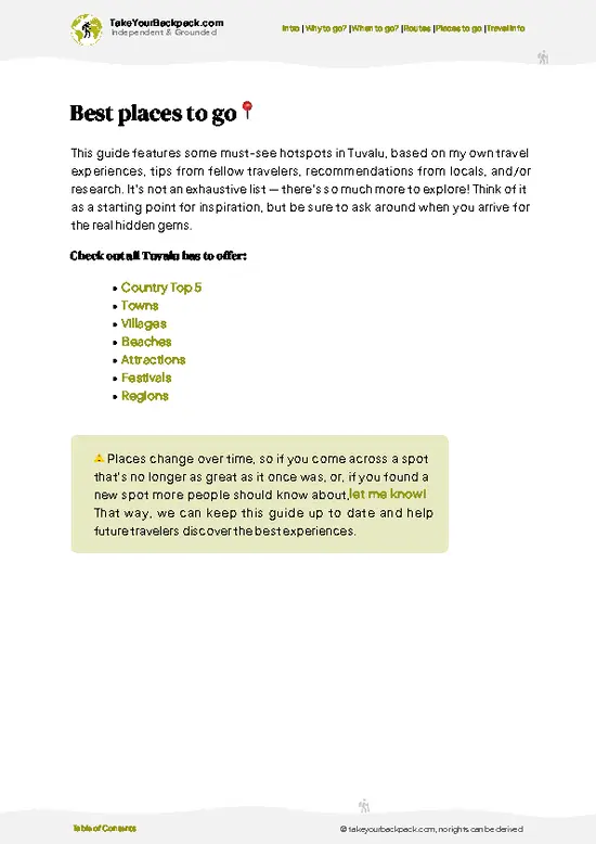 example page 5 from our offline Travel Guide for Tuvalu
