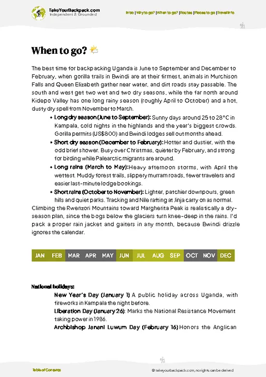 example page 3 from our offline Travel Guide for Uganda