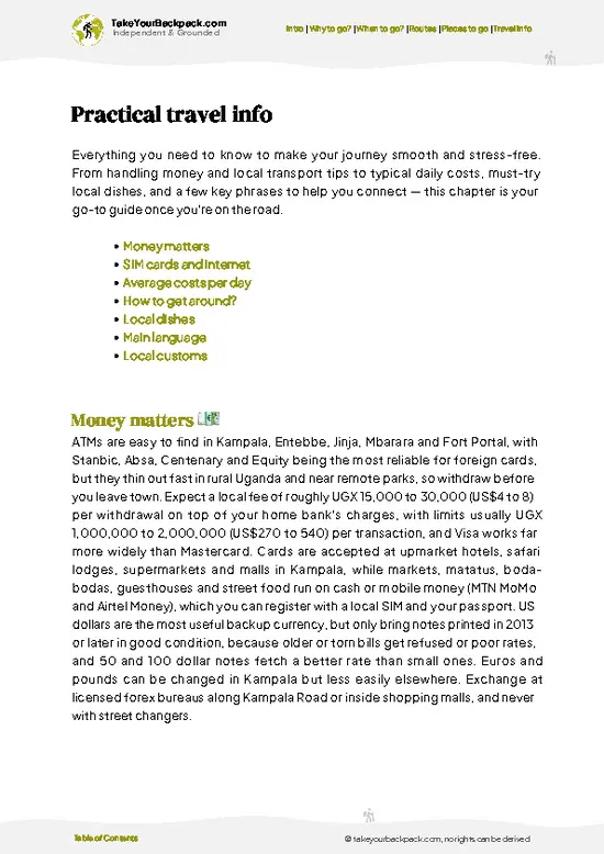 example page 7 from our offline Travel Guide for Uganda