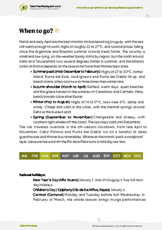 example page 3 from our offline Travel Guide for Uruguay