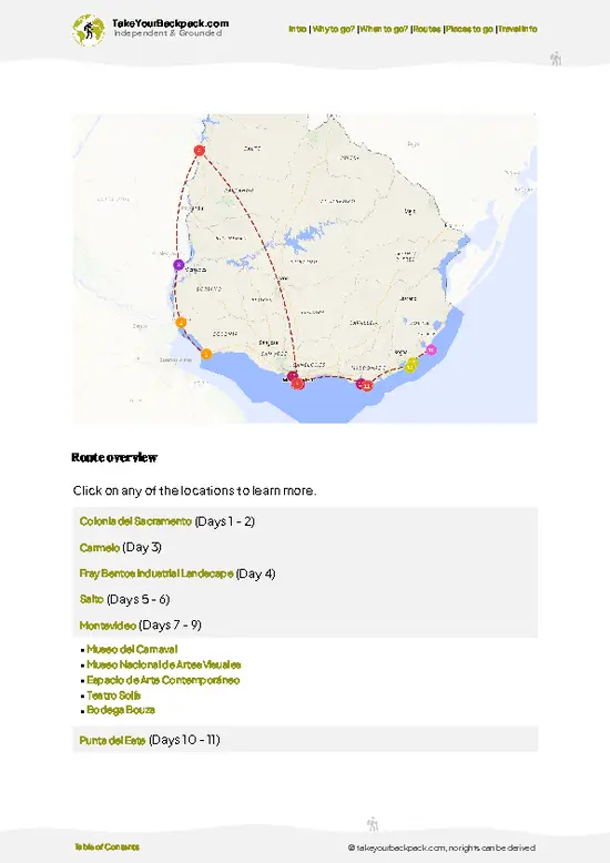 example page 4 from our offline Travel Guide for Uruguay