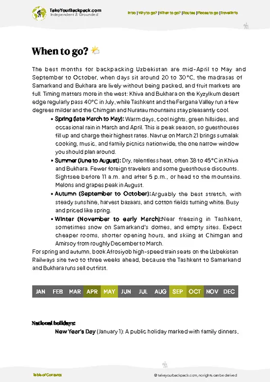 example page 3 from our offline Travel Guide for Uzbekistan
