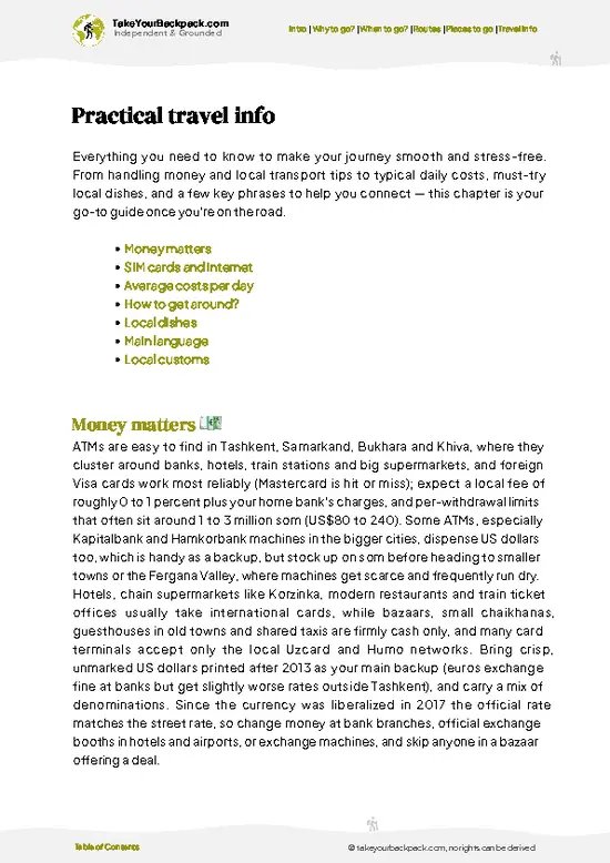 example page 7 from our offline Travel Guide for Uzbekistan