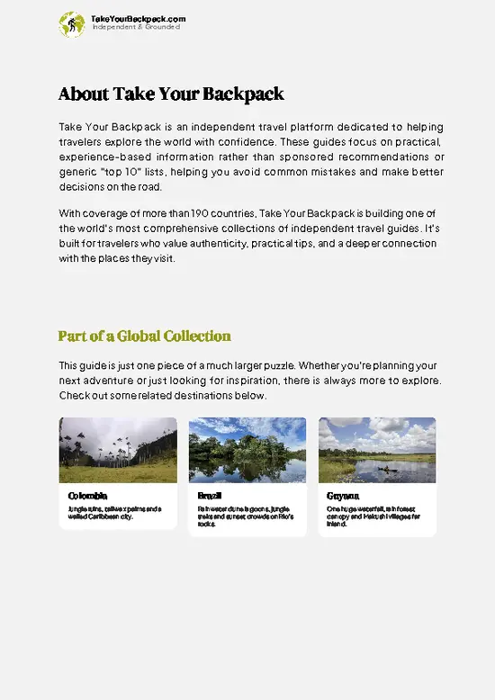 example page 1 from our offline Travel Guide for Venezuela