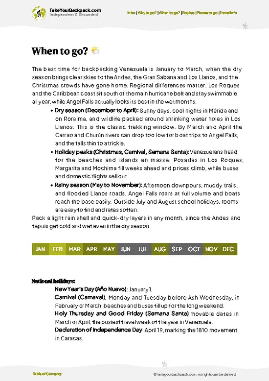 example page 3 from our offline Travel Guide for Venezuela