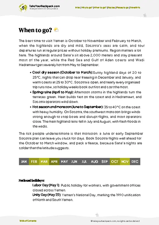 example page 3 from our offline Travel Guide for Yemen