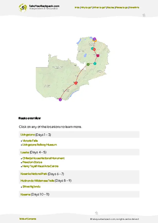 example page 4 from our offline Travel Guide for Zambia