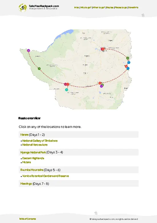 example page 4 from our offline Travel Guide for Zimbabwe