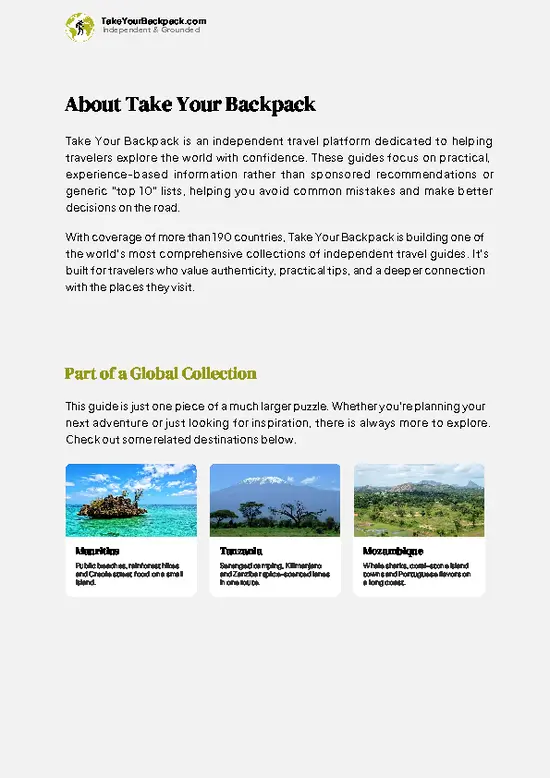example page 1 from our offline Travel Guide for Madagascar